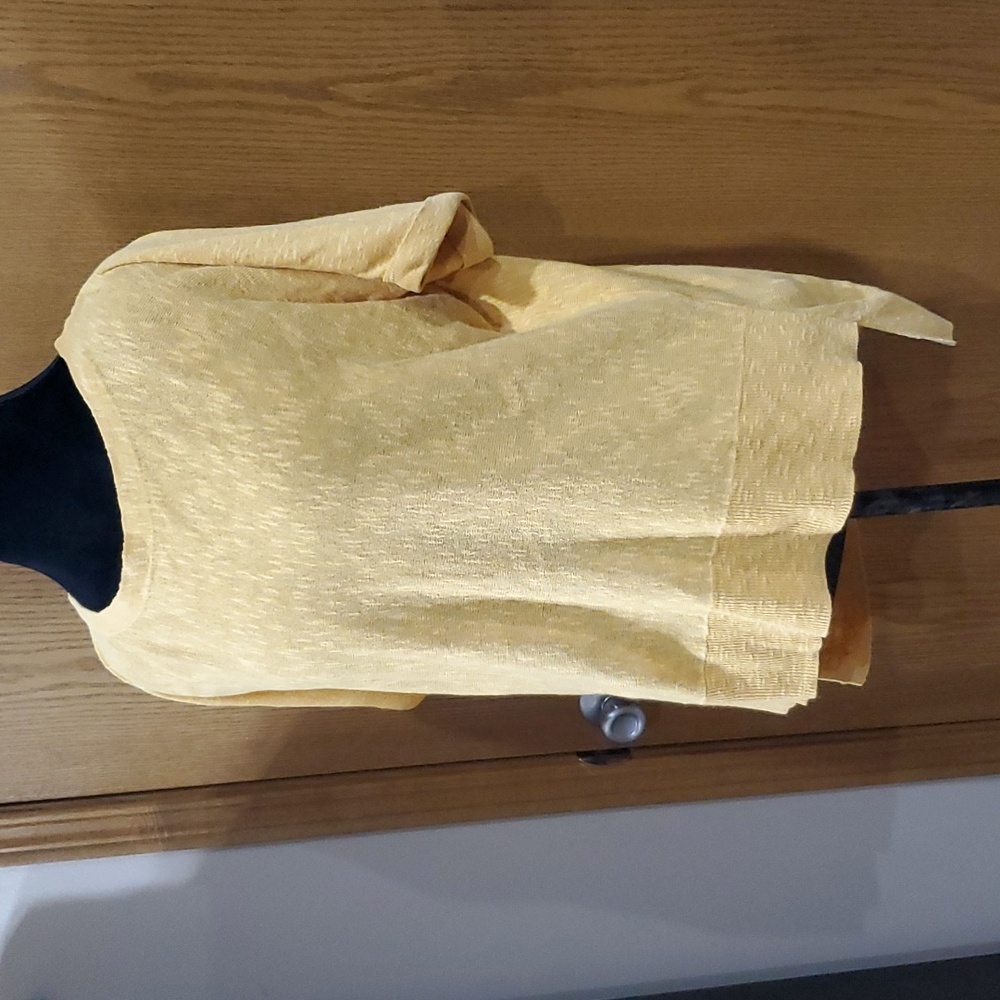 Eileen Fisher Pale Yellow Textured Short-Sleeve Top